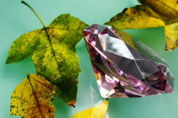 Pink sapphire and yellow leaves
