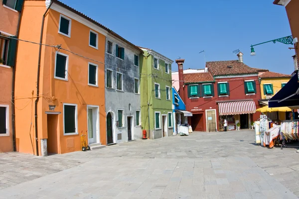 Beautiful colored houses of the old fishermans city Burano