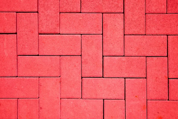 Pavement pattern made with cast concrete blocks in red color