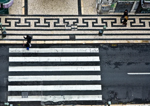 Birds view to a crosswalk in the old part of lisbon, portugal — Stock Photo #5994946