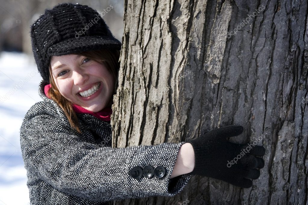 Girl Hugging Tree