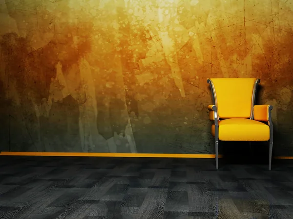 Interior design scene with a nice chair on the grunge background