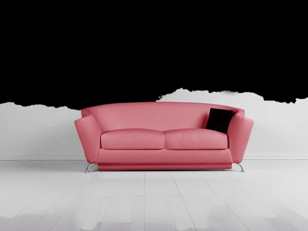 Modern interior design of living room with a white sofa