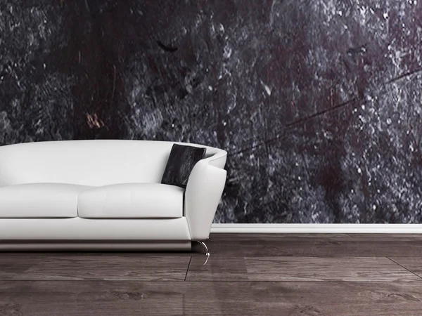 Interior design scene with a white sofa