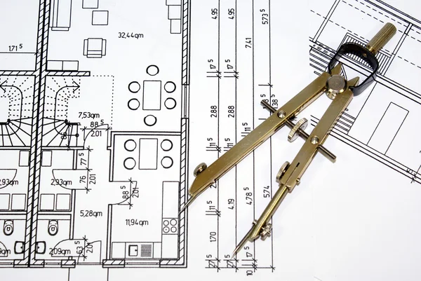 Architectural Drafting  Design on Architectural Drawing And Tool   Stock Photo    Ralf Siemieniec
