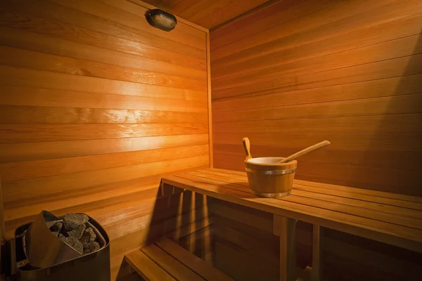 Interior of a wooden sauna