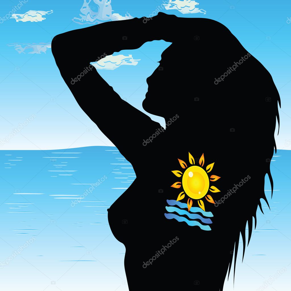 Hot girl with sun and sea