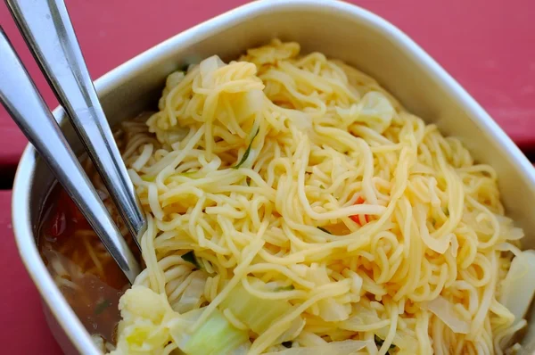 Simple packed meal of noodles