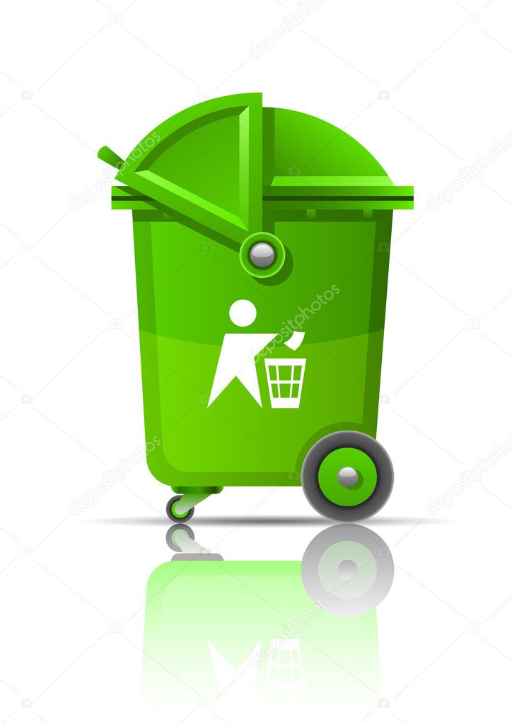 Green Trash Can