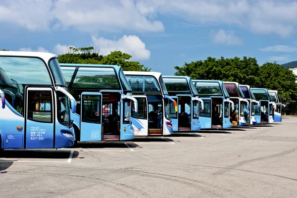 Row of tourist buses