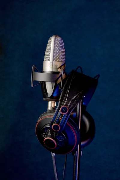 Studio microphone and headphones