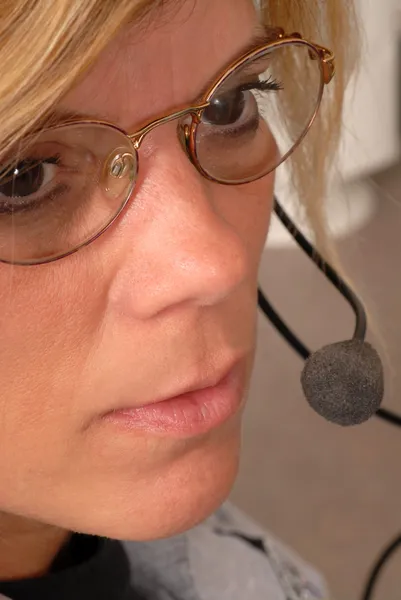 Close up of a police dispatcher\'s face