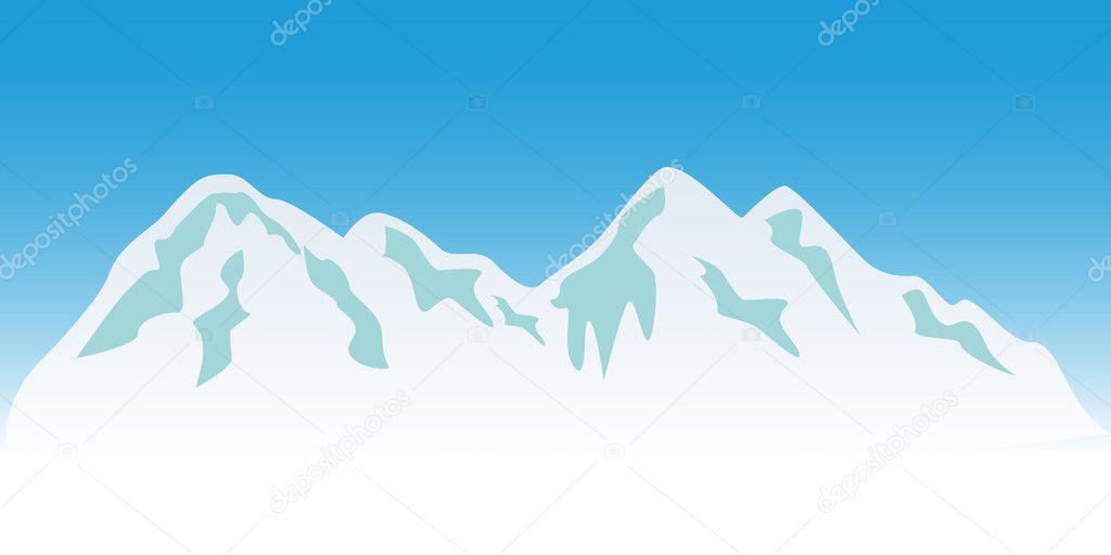 Snowy mountain peaks — Stock Vector © soleilc #5984672