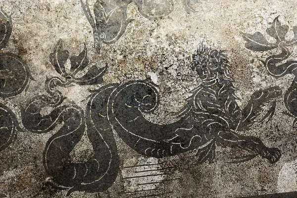 Ancient Roman Dragon Mosaic Floor Ostia Antica Rome Italy