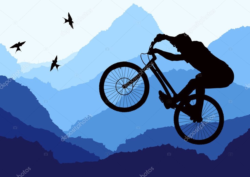 Cute Professional Trial Mountain Bike Illustration Stock Vector