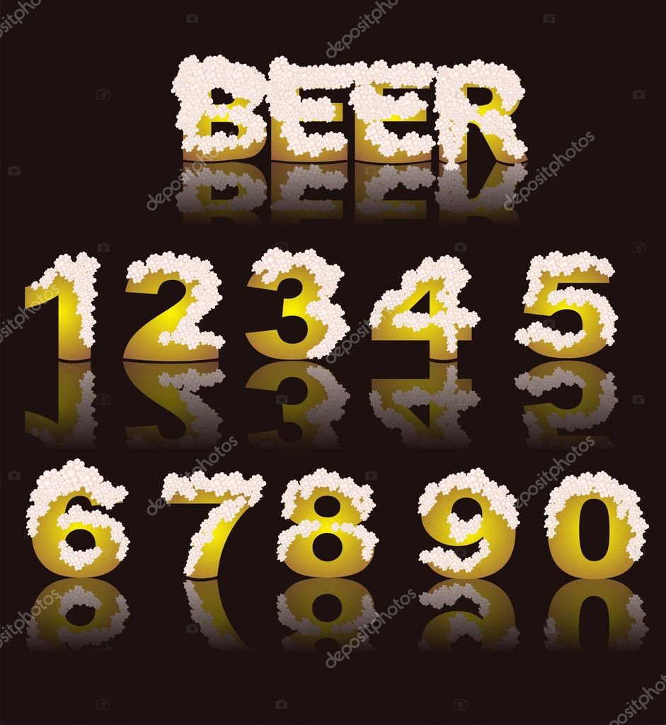 Numbers and letters, decorated like a beer — Stock Vector © vellas 6396994
