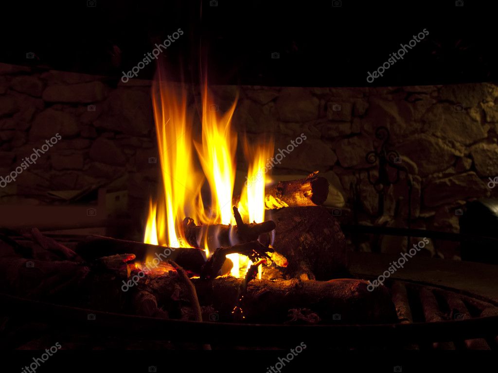 Burning Fireplace