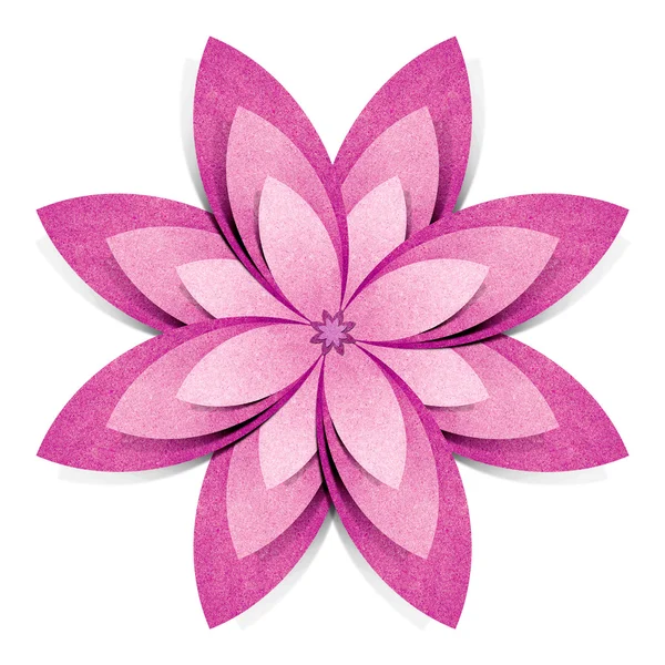 Flower origami recycled paper craft stick on white background