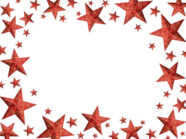 Bright red Christmas stars frame - isolated