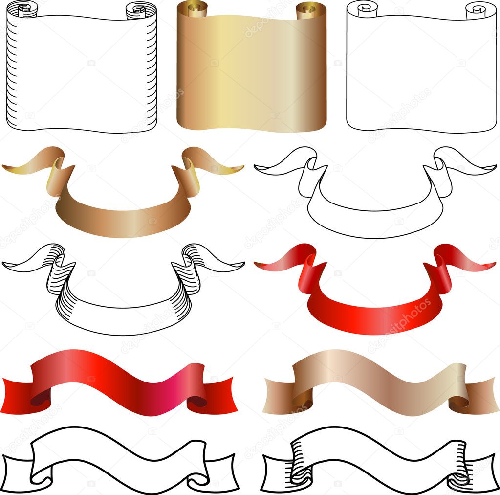 Scroll, banner, and flag design elements — Stock Vector © Krisdog 6574727