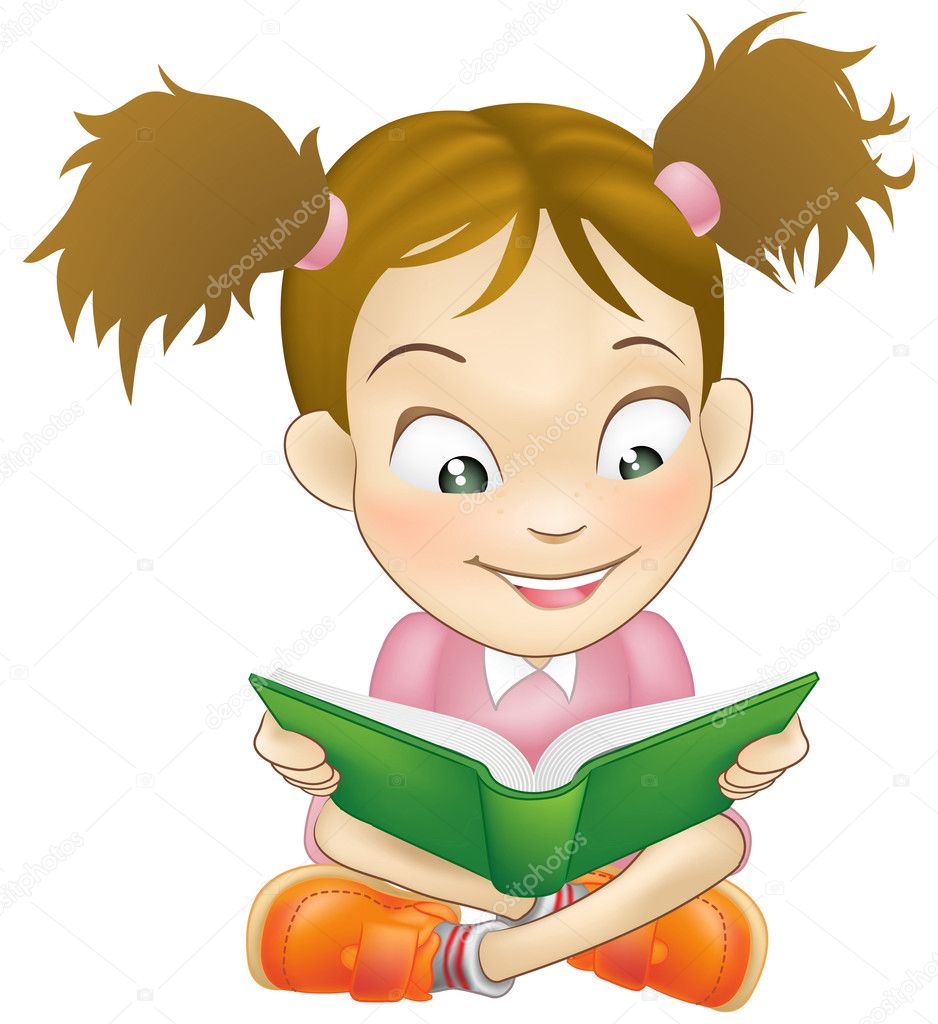 little girl reading a book clipart - photo #20