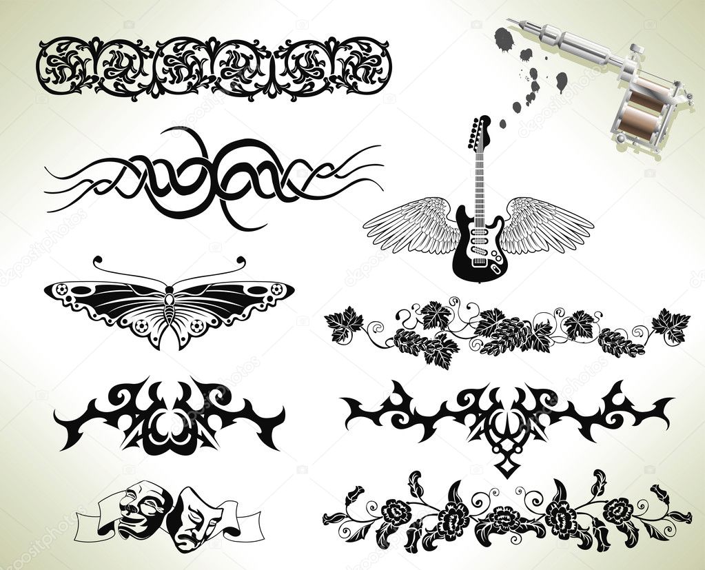 set of tattoo flash design
