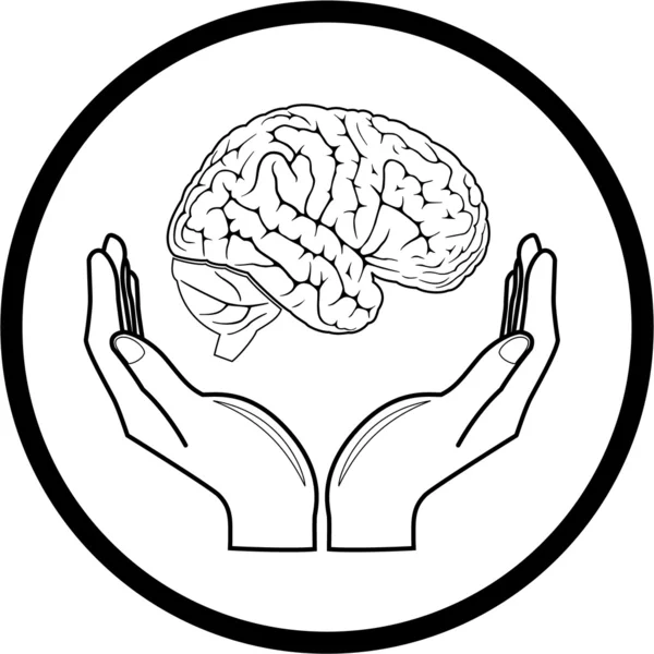Vector brain in hands icon — Stock Vector #6709850