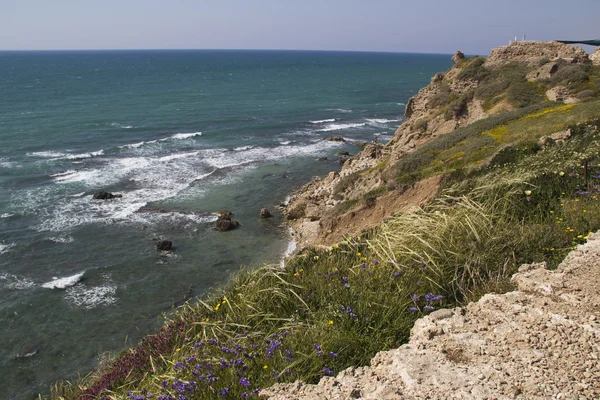 Вид на Средиземное море из руин Аполлонии — стоковое фото