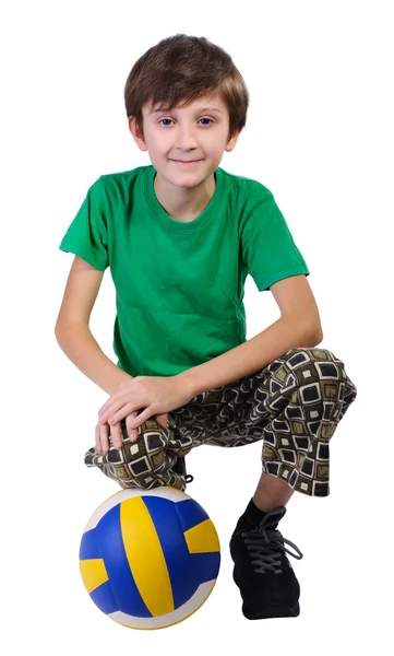 Çocuk ile izole bir futbol topu. — Stok fotoğraf