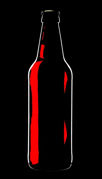 Butelkę piwa, na białym tle na czarnym tle — Zdjęcie stockowe