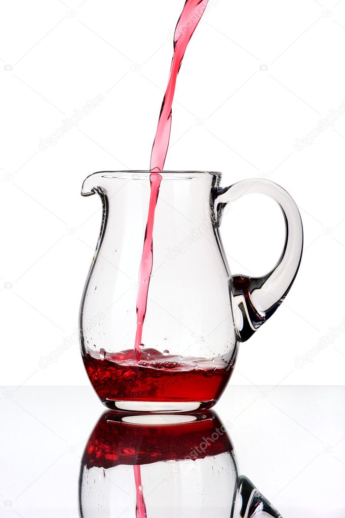 Glass pitcher, isolated.
