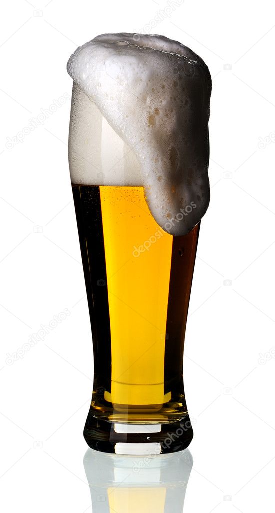 Glass of beer, isolated.