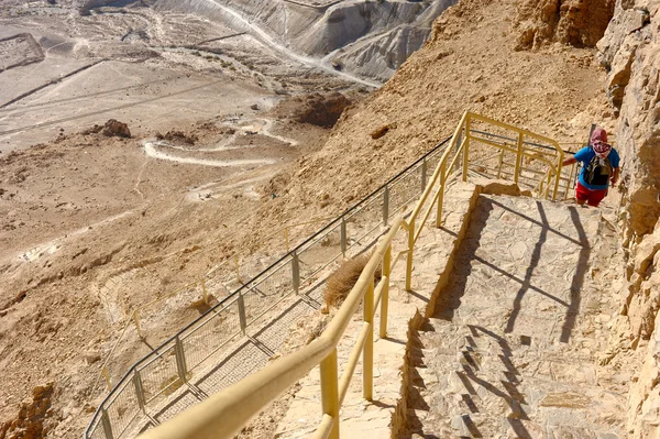 Fortaleza Masada en Israel, Camino de la serpiente — Foto de Stock
