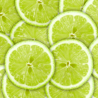 Abstract green background with citrus-fruit of lime slices clipart