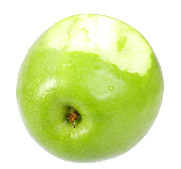 Jednolůžkové zelené jablko s bite — Stock fotografie