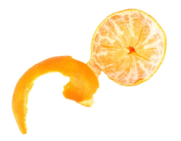 Jeden obrane owoce pomarańczowy mandarynki — Zdjęcie stockowe