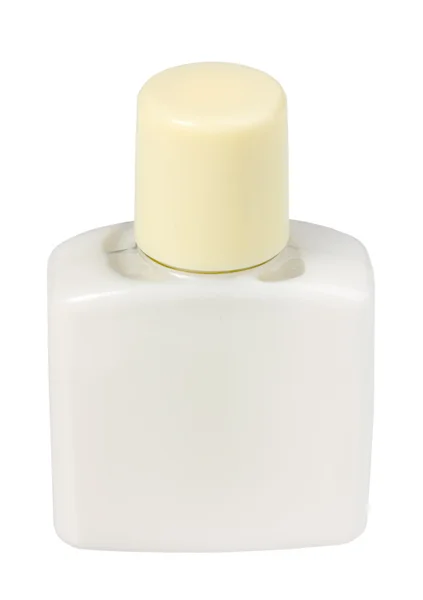 Κρέμα γάλακτος κοσμητική λευκό σε διαφανές μπουκάλι — Φωτογραφία Αρχείου