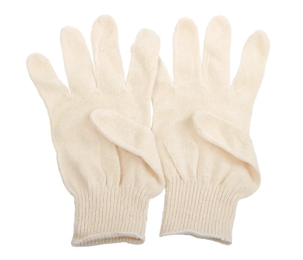 Twee witte textiel handschoen — Stockfoto