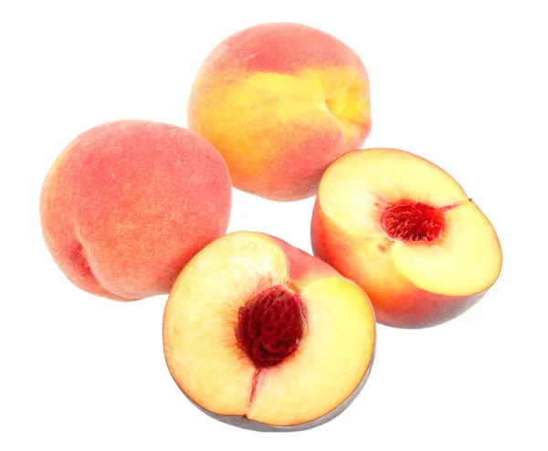 Group of four yellow-red peaches — Stock Photo, Image