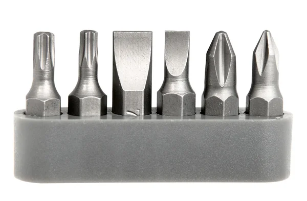 Set of steel bits for screwdriver — Stock Photo, Image