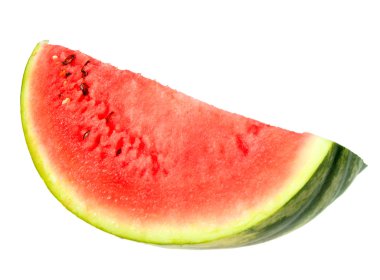 Single red slice of ripe watermelon clipart