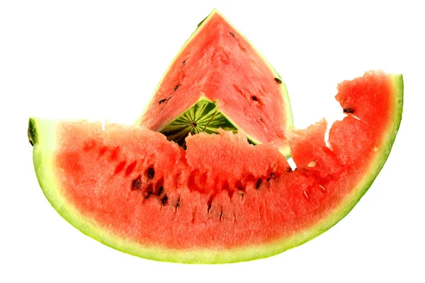Två röda bit av en mogen vattenmelon — Stockfoto