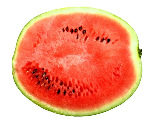 Endast röd bit av en mogen vattenmelon — Stockfoto