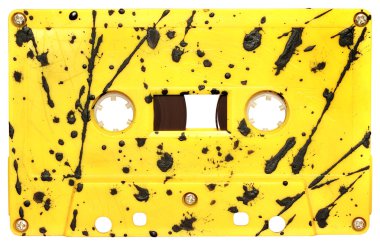 Vintage yellow audio cassette. clipart