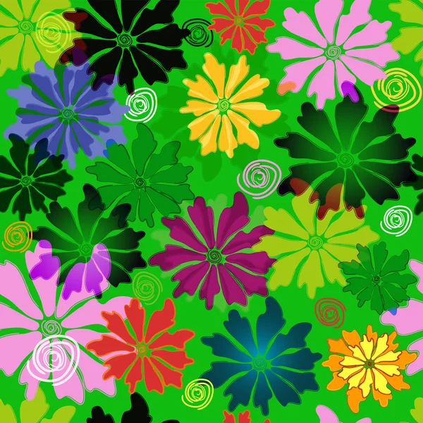 Groen bloemen naadloos patroon — Stockvector