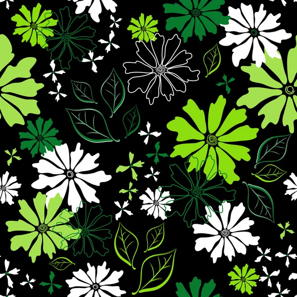 꽃 원활한 어두운 패턴 — 스톡 벡터