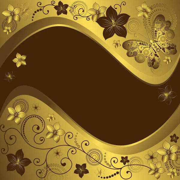 ゴールデンと茶色の装飾的なフレーム — ストックベクタ