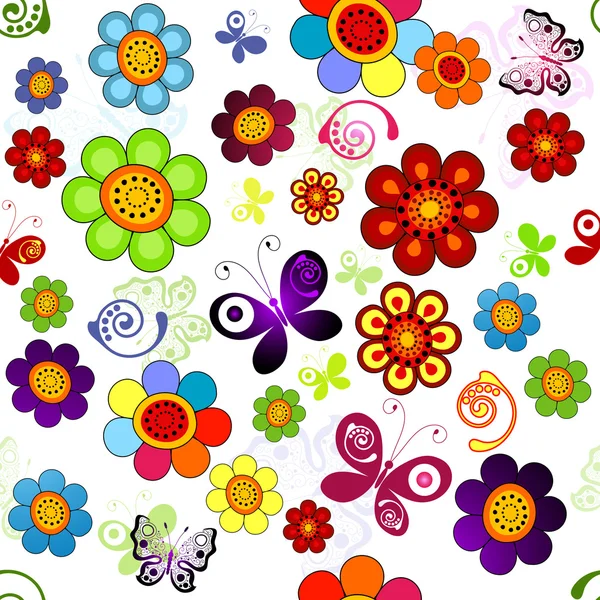 Rainbow motif floral sans couture — Image vectorielle
