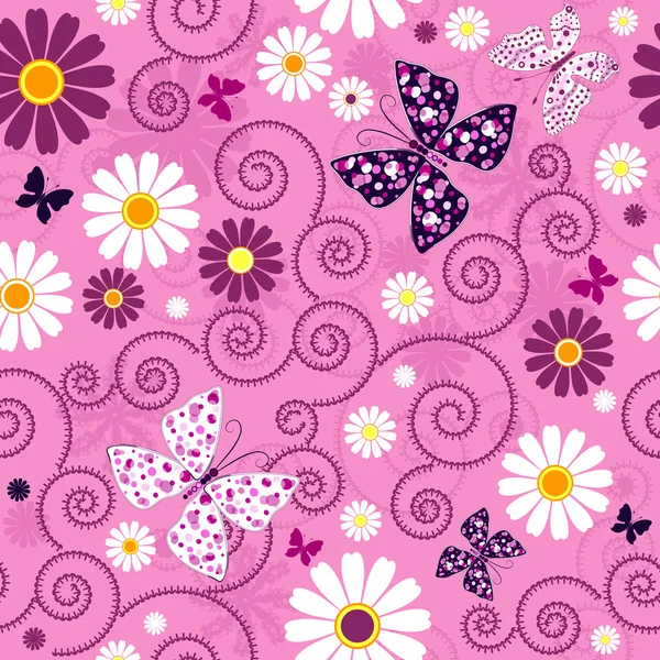 Padrão floral sem costura rosa — Vetor de Stock