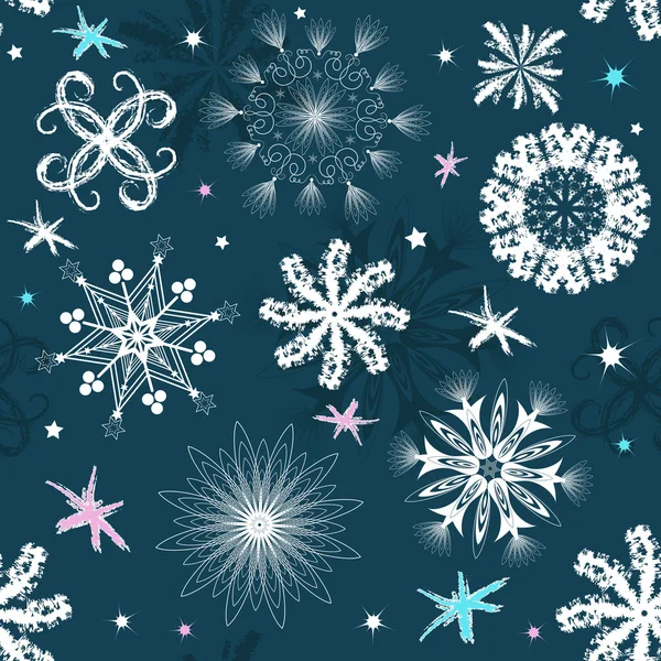 暗いブルー クリスマスのシームレスなパターン — ストックベクタ